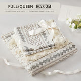 INK+IVY Imani 100% Cotton Duvet Mid Century Modern Design, All Season Comforter Cover Bedding Set, Matching Shams, Full/Queen, Ivory Chenille Tufted Accent 3 Piece INK+IVY