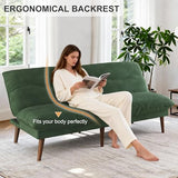 DreamDashio Futon Sofa Bed, 4 in 1 Multi-Functional Futon Couch with Adjustable Backrest, 75 inch Convertible Sleeper Sofa Bed and Recliner Lounge, Corduroy Loveseat for Living Room, Apartment, Green DreamDashio