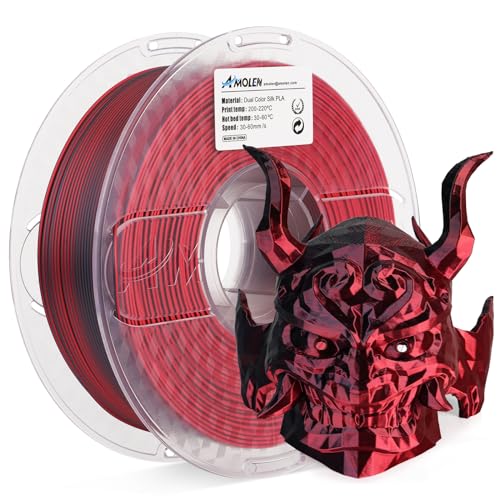 AMOLEN Silk PLA 3D Printer Filament, Silk Dual Color Red Black PLA Filament 1.75mm, Shiny Coextrusion PLA Filament, Color Change 3D Printing Filament 1KG/2.2lb AMOLEN