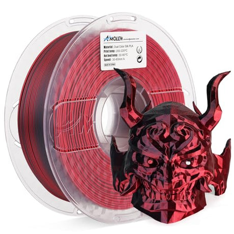 AMOLEN Silk PLA 3D Printer Filament, Silk Dual Color Red Black PLA Filament 1.75mm, Shiny Coextrusion PLA Filament, Color Change 3D Printing Filament 1KG/2.2lb AMOLEN