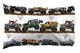 Jay Franco Kids Sheet Set with Fitted, Flat Sheets & Pillow Cover - Ultra-Soft Bedding with Pillowcase for Room Decor, Multi - Monster Jam, 4 Piece Queen Jay Franco