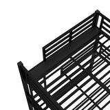 Bellemave Metal Triple Bunk Bed with Full-Length Guardrails, Full XL Over Queen Over Queen Bunk Bed for 3, Noise-Reduced, Metal Black Bellemave