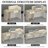 L-Shaped Reception Desk with Counter, Lockable Drawers & Storage, Modern Front Desk Reception Counter 47–118 Inch, Office Salon Checkout Receptionist Desk White + Orange Left 55.1 x 23.6 x 39.4 in Tazyee