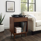Crosley Furniture Liam End Table and Record Player Stand with Storage for Vinyl Records, Walnut Crosley Furniture