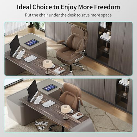 Big and Tall Office Chair, 600lbs Heavy Duty Desk Chair with 5D Arms, Adjustable Lumbar Support & Height, Tilt Function, Fabric High Back Ergonomic Executive Computer Chair with 3'' Casters CoziCradle