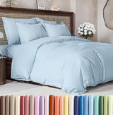 Duvet Cover Queen Size - Extra Soft Queen Size Duvet Cover - Lightweight & Breathable - Easy Care & Fade Free with Zipper Closures & Ties - 90" x 90" Inches - (Light Blue) Comforter Not Included CGK Unlimited