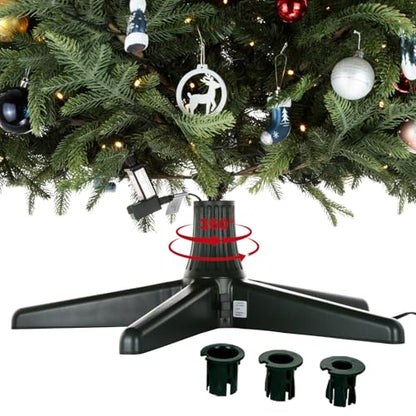 HarcoHome 360-Degree Rotating Christmas Tree Stand for Artificial Trees Up to 7.5ft, Silent & Durable Metal Gear & POM Construction, Universal Fit for Most Fake Trees (Green)