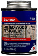 Bondo Rotted Wood Restorer, 8 fl oz., Penetrates into Spongy, Dry-rotted Wood Fibers Creating a Solid Surface, Dries clear and tack free, Water Resistant, Stainable and paintable (20131) bondo