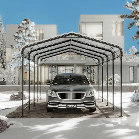 HOMPUS 10x20 FT Metal Carport, Enhanced Base Oversized Garage Carports, Heavy Duty Canopy with Galvanized Steel Roof, Outdoor Shelter Shade for Car, Boats and Tractors HOMPUS
