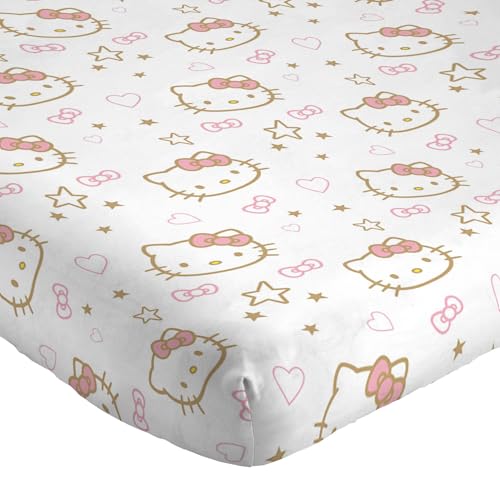 Jay Franco Sheet Set with Fitted, Flat Sheets & Pillow Cover - Ultra-Soft Bedding with Pillowcase for Room Decor, Pink - Hello Kitty, 4 Piece Full Jay Franco