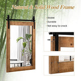 Tangkula Farmhouse Wall Mirror, Rustic Bathroom Mirror with Wood Frame and Metal Bracket, Wall Mounted Barn Door Mirror for Living Room Bathroom, 22 x 30 Inch Tangkula