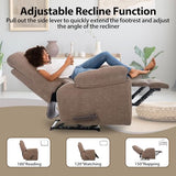 Chizzyseat Manual Oversized Recliner Overstuffed Chairs Large Recliner High Weight Capacity Big and Tall Man Recliner for Heavy Duty 400lbs Adults for Living Room, Bedroom, Nursery, RV Brown