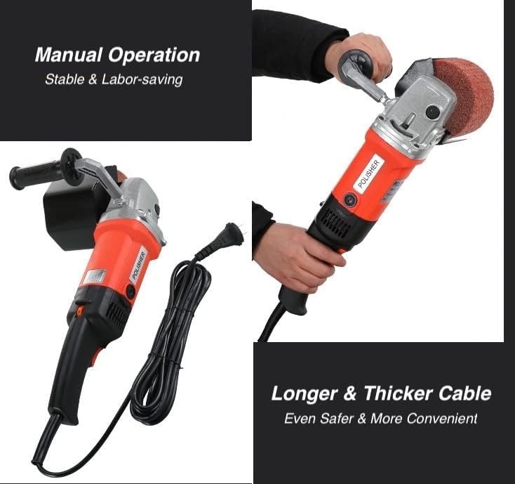 Handheld Electric Sander Tool, 8 Variable Speed Polisher, 1400W Polishing Machine, Surface Prep Burnishing Tool with 4 X 4.7” Polishing Wheel for Metal Stainless Steel Wood Ceramic Tiles WQV
