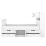 Modern Twin Size Captain Bed with Storage Headboard and 4 Drawers in White by XD Designs XD Designs