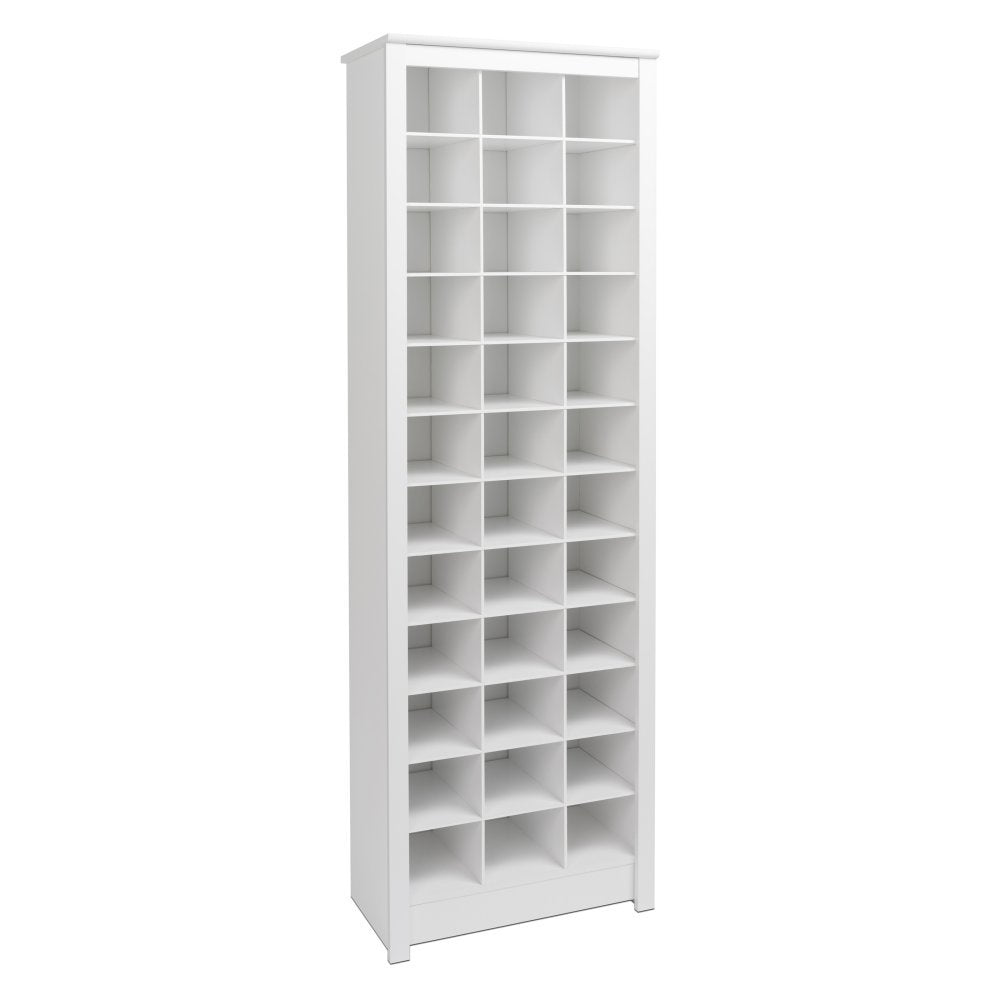 Prepac White Tall Storage Cabinet, Shoe Cabinet, Entryway Furniture with 36 Shoe Cubbies 13"D x 23.5" W x 72.5" H Prepac