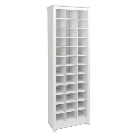 Prepac White Tall Storage Cabinet, Shoe Cabinet, Entryway Furniture with 36 Shoe Cubbies 13"D x 23.5" W x 72.5" H Prepac