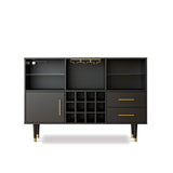 Bar Cabinet and Bar Table - LED Light Charging Station, Buffet Cabinet with Storage, Sideboard Cabinet, Coffee Bar - Ideal for Buffets & Sideboards, Wine and Liquor Cabinet 47 inch Black Svimi