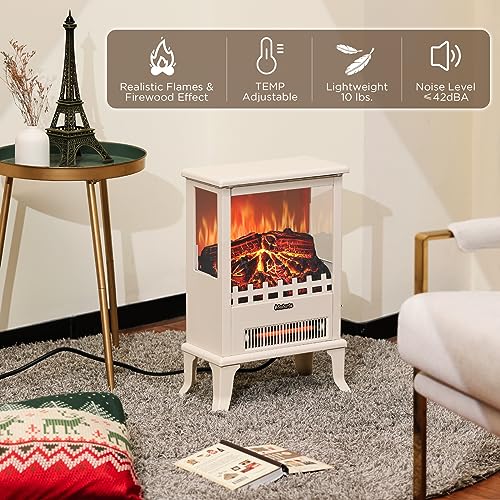 TURBRO Suburbs TS17Q Infrared Electric Fireplace Stove, 19" Freestanding Stove Heater with 3-Sided View, Realistic Flame, Overheating Protection, CSA Certified, for Small Spaces, Bedroom - 1500W TURBRO