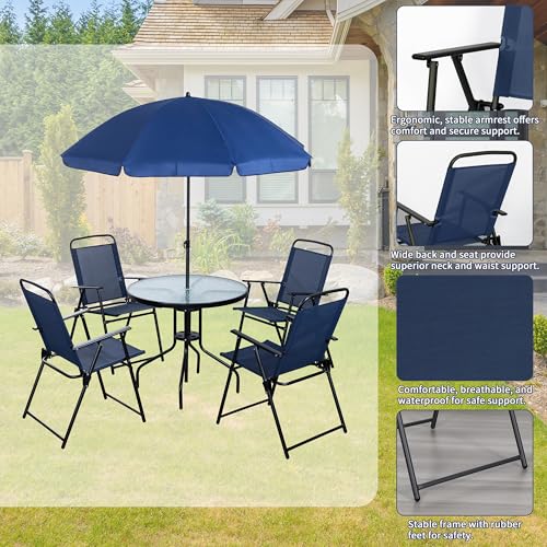 Shintenchi 6 Piece Patio Dining Set Light Blue Shintenchi