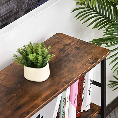 HOMCOM 3-Tier Console Table Industrial Style Storage Metal Wooden Shelf with a Robust Multi-Functional Design & Adjustable Feet, Black HOMCOM
