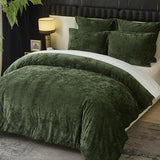 Ivellow Crushed Velvet Comforter Set King Green Comforter Set 5pcs Ultra Soft Lightweight Breathable Bedding Set Luxury Cozy Flannel Comforter King Size (1 Comforter,2 Pillow Shams, 2 Euro Shams Ivellow
