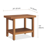 AquaTeak The Original 24" Spa Teak Shower Bench with Shelf AquaTeak