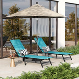 Garvee Outdoor Lounge Chair, Adjustable Patio Reclining Chaise with Textilene Fabric, Pool Lounge Chair with 5-Position Backrest for Patio, Garden, Poolside & Balcony,Sky Blue Set of 2