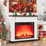 Electric Fireplace with Mantel, Farmhouse Electric Fireplaces TV Stand, White Fireplace Entertainment Center with 23 inch Heater and Removable Roller for Living Room, Bedroom HDDDZSW