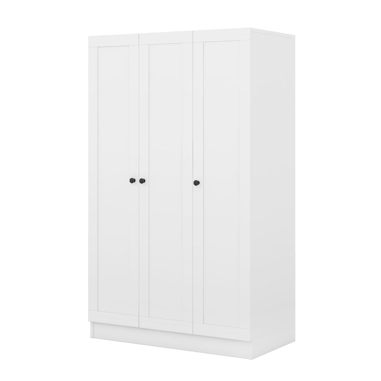 3 Door Wardrobe Armoire Closet with Shutter Doors Freestanding Wardrobe Cabinet with Shelevs and Hanging Rod Clothes, Cabinet Organizer, 21.1"D x 41.4"W x 66.9"H (White) Bellemave
