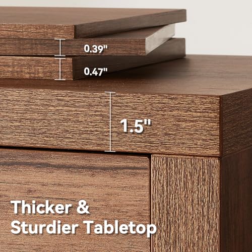 ONBRILL Console Table with Drawers, 40 Inch Narrow Entryway Table with Open Storage Shelves, Mid Century Modern Hallway Accent Tables Behind Couch Table for Living Room (Vintage Brown) ONBRILL