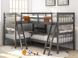 L-Shaped Bunk Bed Twin Over Twin, Quad Bunk Bed with Angle Ladder and Security Guardrail, Twin Size Bunk Beds Compatible with 4, Wooden Corner Bunk Beds Compatible with, Teens, Adults, No Box Spring WoodArtSupply