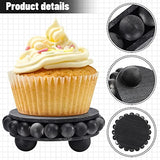 2 Pcs Wooden Risers for Displays Round Wood Riser Distressed Wood Risers Farmhouse Pedestal Display Stand Rustic Pedestal Stand Decor Beaded Display Risers for Tiered Trays Home (Black, 3.94 Inch) Yookeer