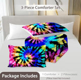 BlessLiving Tie Dye Comforter Set Hippie Bedding Set King Trippy King Size Tie Dye Bed Set Blue Purple Black 3 Piece Gypsy Bohemian Comforter Psychedelic Quilt with 2 Pillow Shams BlessLiving