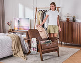 AILIUHUA Mid Century Modern Chair Set of 2, Upholstered Lounge Arm Chair with Solid Wood Frame, Comfy Accent Chair for Living Room, Bedroom, Reading, Reception, Brown AILIUHUA