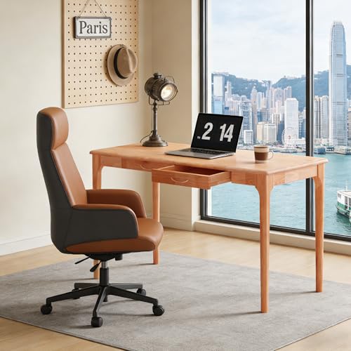 SHILAIYUNZ 40" Solid Wood Desk with Drawers, Small Home Office Writing Wooden Desk, Gaming & Computer Desk for Bedroom, Work Study Table for Small Space(Beech,40Inch) SHILAIYUNZ