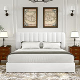 VECELO Full Size Upholstered Bed Frame with 4 Drawers and Headboard, Velvet Platform Storage Bedframe, Wooden Slats Support, No Box Spring Needed,White VECELO