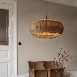 Rattan Handwoven Pendant Lights Adjustable Bamboo Wicker Hanging Lamp, Pendantt Light Fixture With Drum Basket Shade 1 Light Woven Pendant Light For Dining Room Living Room (Not Bulb Included) YUJIDAO