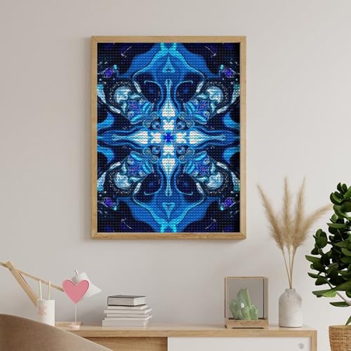 TZTTZT Diamond Art Kits for Adults - Blue Abstract Kaleidoscope Design Diamond Painting Kits for Adults Beginner, Frameless Diamond Painting Craft for Home Wall Decor TZTTZT