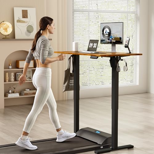 YESHOMY Height Adjustable Electric Standing Desk, 46 x 24 Inches Memory Home Office Sit Stand up Desk with Phone Holder and USB Charging Port, Rustic Brown YESHOMY