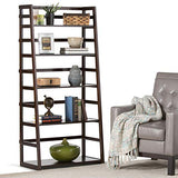 SIMPLIHOME Acadian SOLID WOOD 30 Inch Transitional Ladder Shelf Bookcase in Brunette Brown, For the Living Room, Study Room and Office SIMPLIHOME