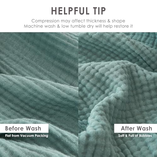 EMME Muslin Throw Blanket 100% Cotton Blankets for Couch Breathable Gauze All Season Soft and Lightweight Pre-Washed (Teal, 50"x70") EMME