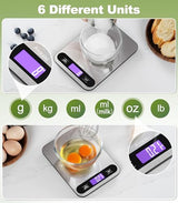 Atogou Food Scale, 33lb/ 15kg Digital Kitchen Scale with Full View LCD Display, Durable Stainless Steel Surface, for Cooking, Baking, Meal Prep Black