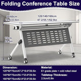 MOFGOE Folding Conference Table, Mobile Training Table with Silent Wheels, Large Wood Training Table, Meeting Mobile Combined Desk, for Office Conference Room Classroom, Modular,4 Pack,47x20x30 Inch MOFGOE
