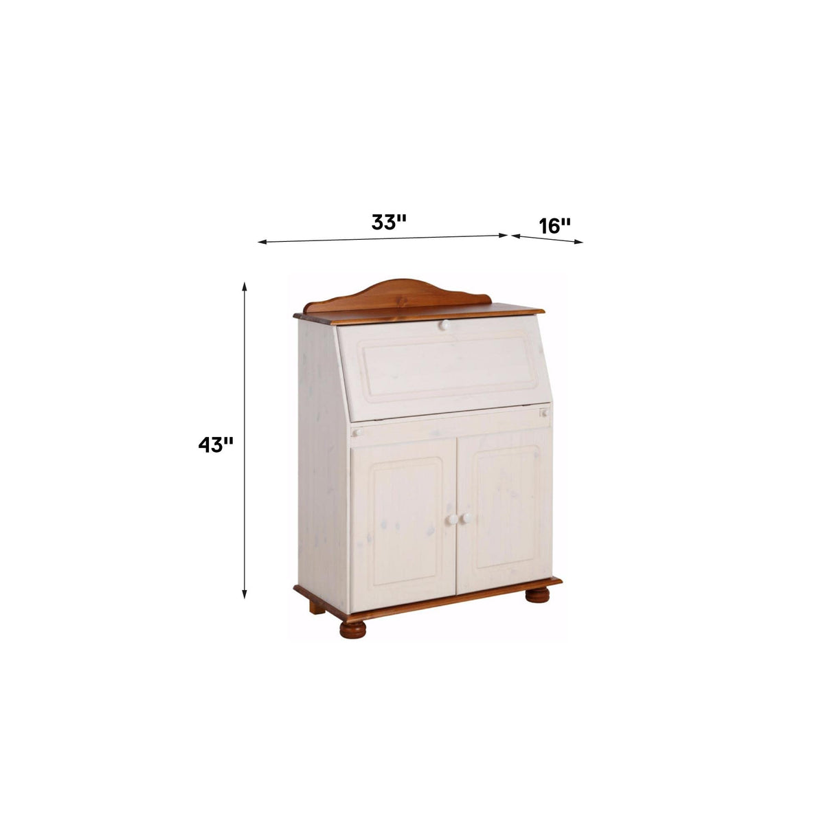 REALROOMS Chester Solid Wood Storage Desk with Bottom Closed Storage Cabinet, White and Honey REALROOMS