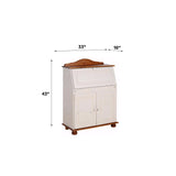 REALROOMS Chester Solid Wood Storage Desk with Bottom Closed Storage Cabinet, White and Honey REALROOMS