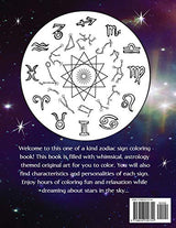 Astrology Coloring Book: Dive deep into this zodiac signs adult coloring book. Includes two illustrations for each sign and its personality and characteristics. Majosta