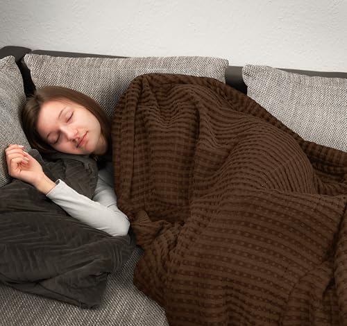 Utopia Bedding Brown 100% Cotton Waffle Blanket 300 GSM [King - 90x108 Inch] Soft Lightweight Breathable Bed Blanket for All Season Utopia Bedding