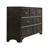 Kings Brand Furniture – 6-Piece Gray Wood with Faux Leather Headboard King Bedroom Set. Bed, Dresser, Mirror, Chest, 2 Night Stands Kings Brand Furniture