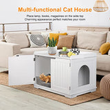 Pet Republic Hidden Cat Litter Box Enclosure Cat Litter Box Furniture Cat Washroom Cat House Table Nightstand (White) Pet Republic