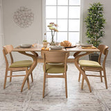 Christopher Knight Home Lucious Curved Leg Rectangular Dining Set, 5-Pcs Set, Natural Oak / Green Tea Christopher Knight Home
